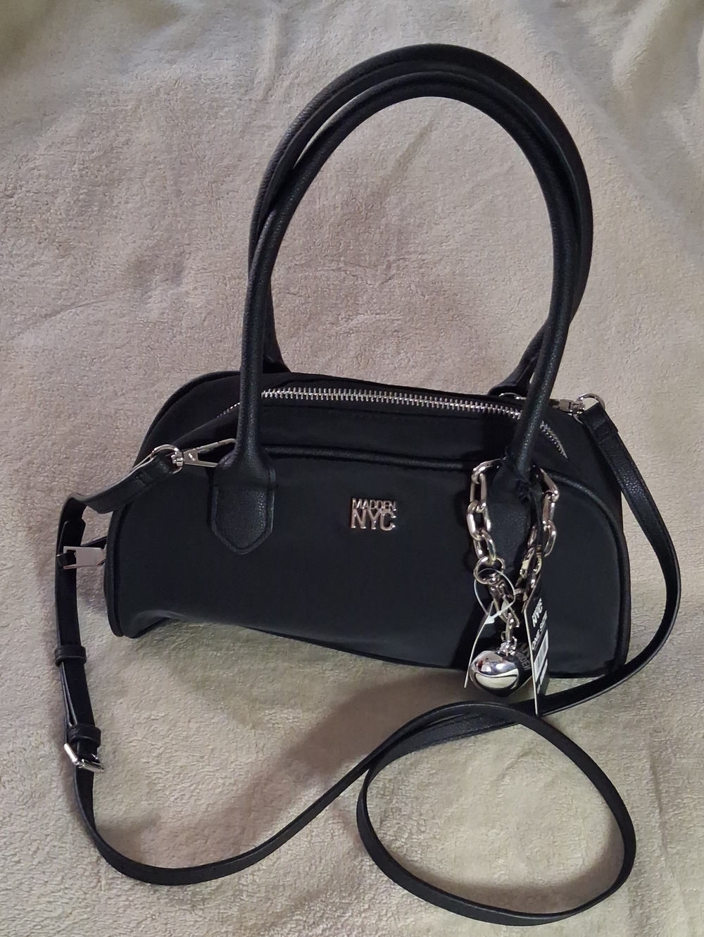 MADDEN MYC NEW Black Leather Top-Handle Crossbody Bag